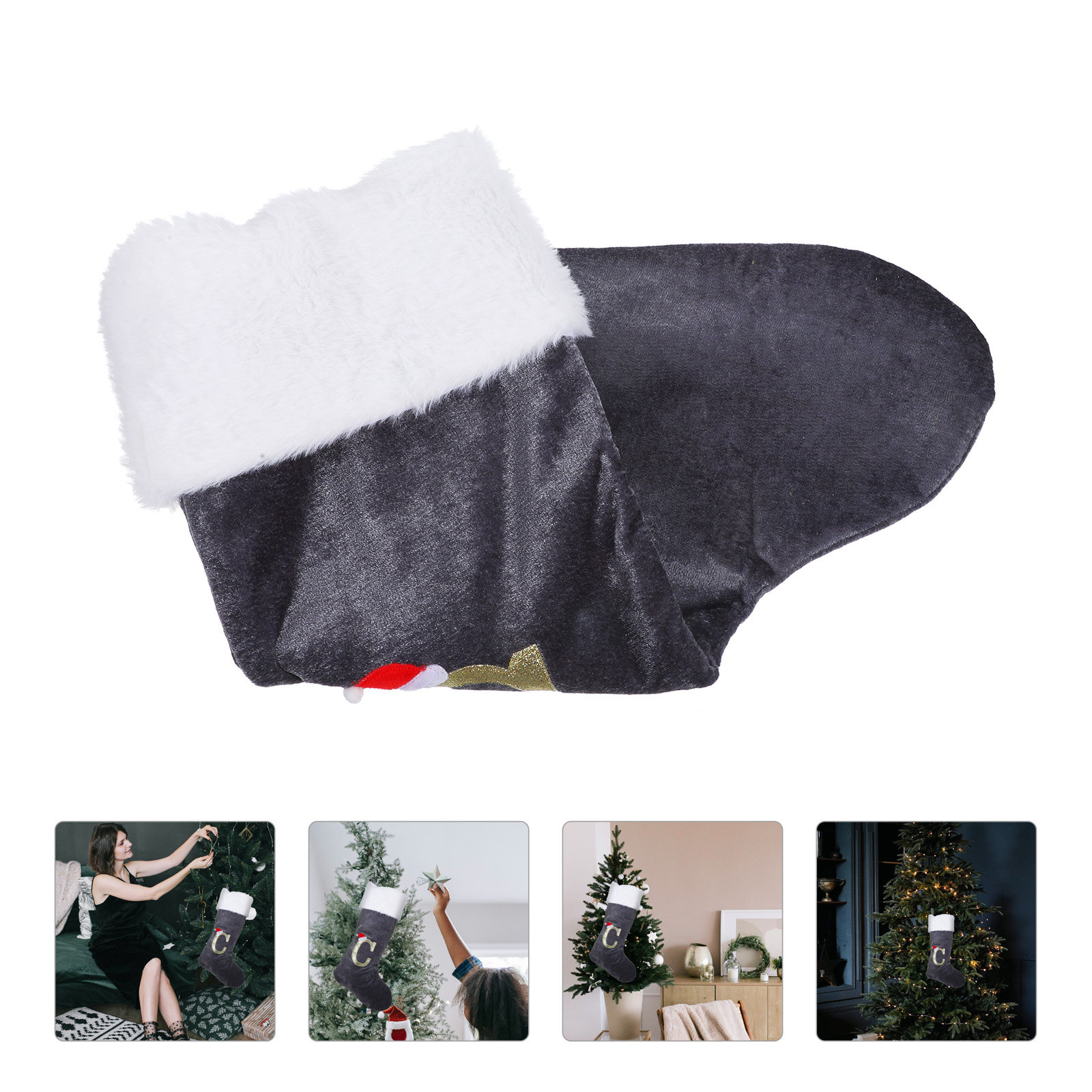 Embroidery Xmas Stocking - Calza di Natale con Ricamo Cartoon,