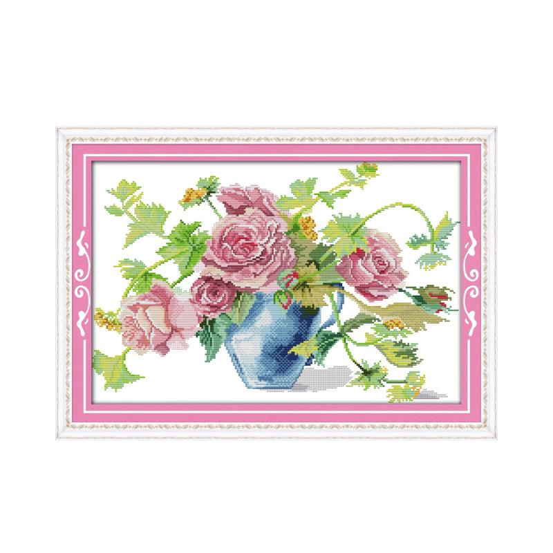 Embroidery Rose Stitch - Kit punto croce rose fiore 14ct