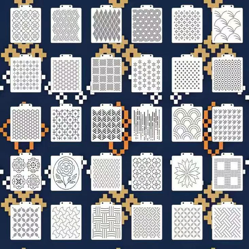 Embroidery Quilting - Set di 30 stencil Sashiko, modelli