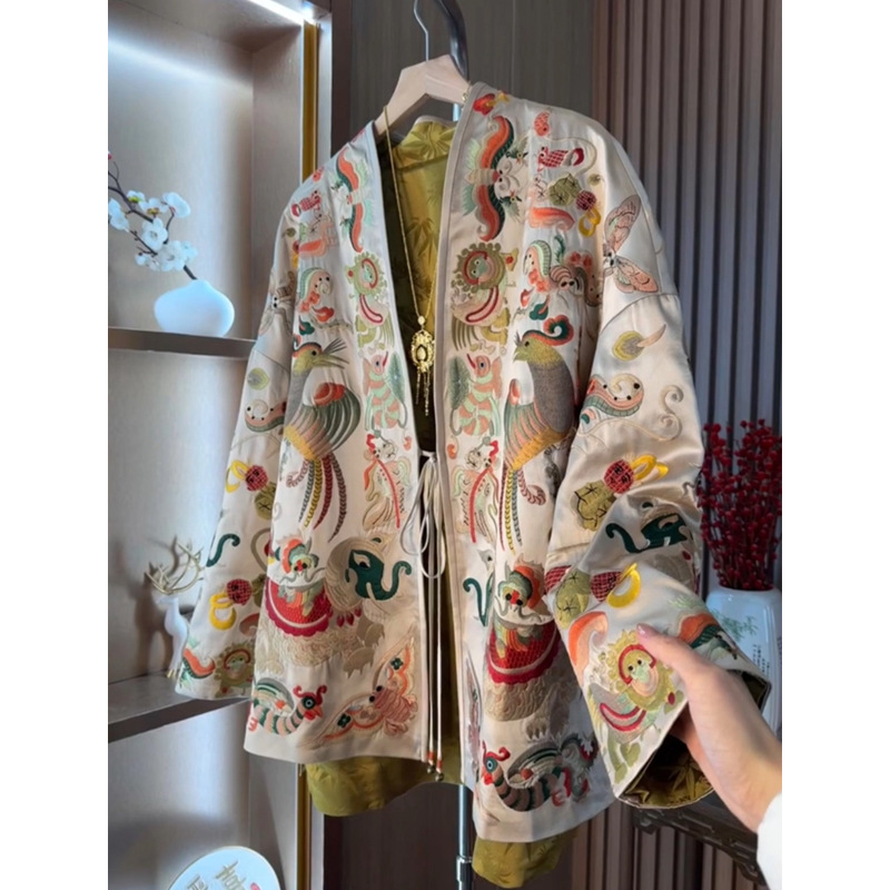 Embroidery Jacket - Nuovo Cardigan Kimono in Stile Cinese,