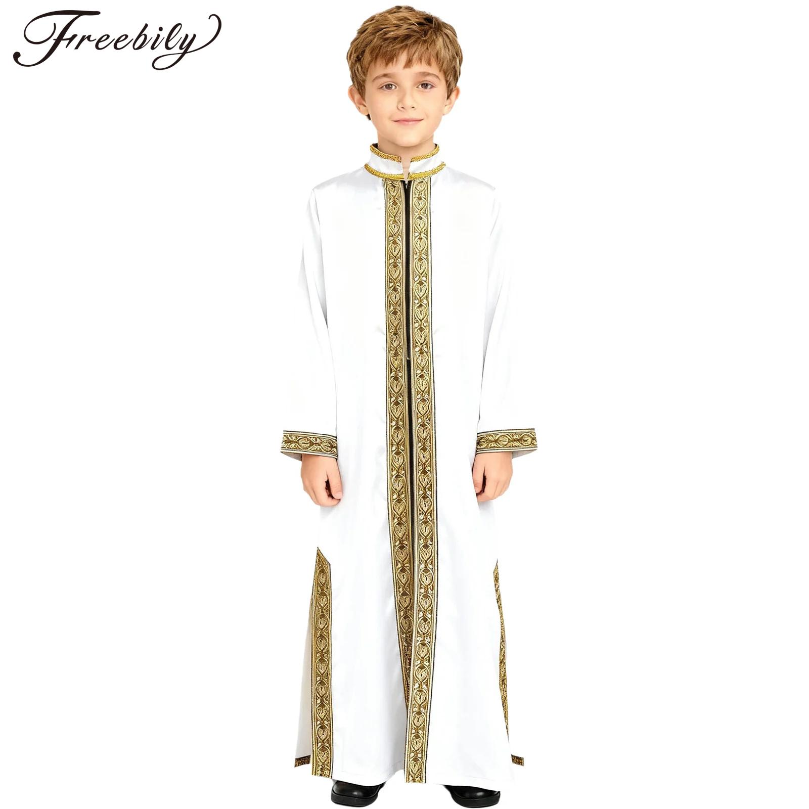 Embroidery Jacket - Ragazzi ricamo oro maxi musulmano Thobe
