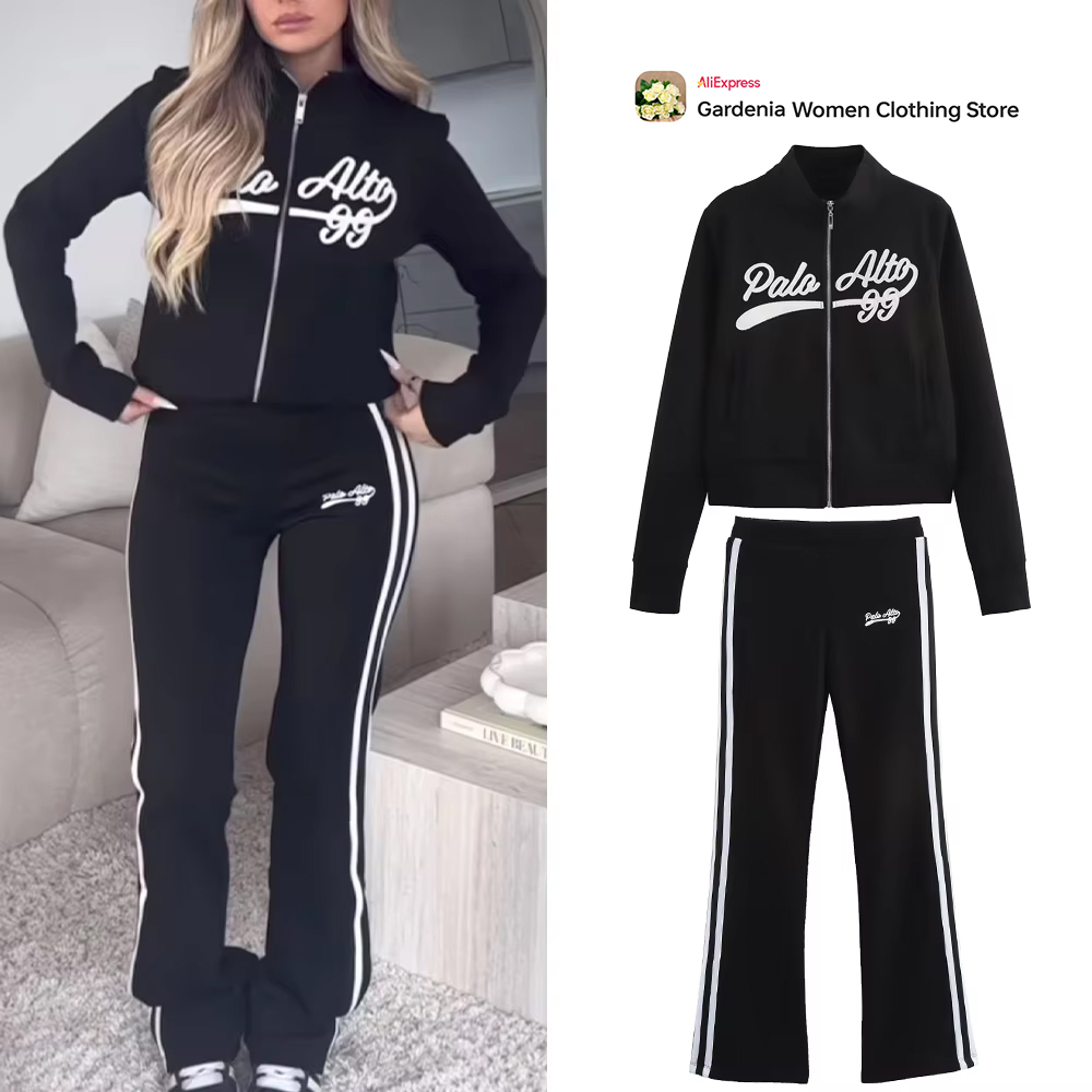 Embroidery Jacket - Set sportivo college nero da donna