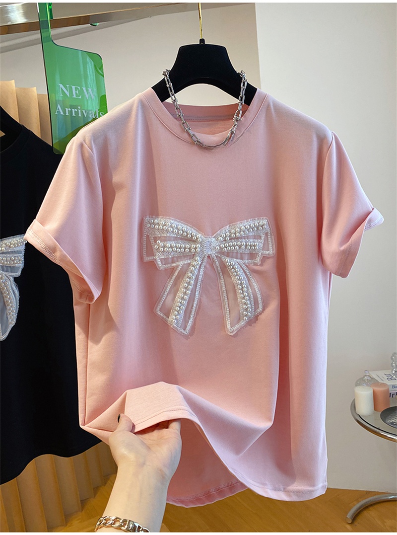 Embroidery Cotton Shirt - T-shirt a maniche corte con nodo