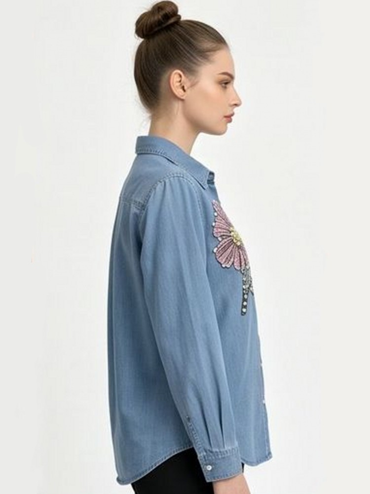 Camicette in Denim Ricamate pe - Embroidery Cotton Shirt recensione e prezzo